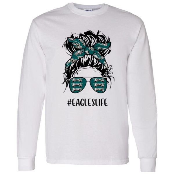 Eagles Life Philadelphia Eagles Messy Bun Girl With Headband And Glasses for Shirt