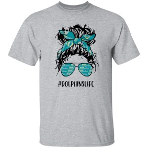 Dolphins Life Miami Dolphins Messy Bun Girl With Headband And Glasses for Shirt