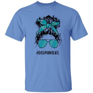 Dolphins Life Miami Dolphins Messy Bun Girl With Headband And Glasses for Shirt