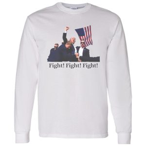 Trump Fight T-Shirt – Political Shirt Gift for Him Her American Flag Patriotic Fist Raised President 2024 Shirt