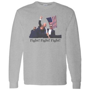 Trump Fight T-Shirt – Political Shirt Gift for Him Her American Flag Patriotic Fist Raised President 2024 Shirt