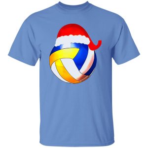 Volleyball Christmas Shirt, Volleyball Ball With Santa Hat Shirt