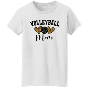 Volleyball Mom Shirt, Volleyball Mom Leopard Heart Shirt