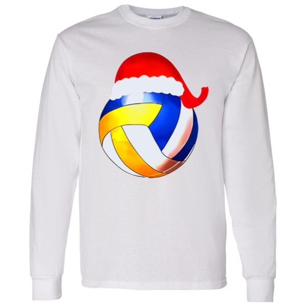 Volleyball Christmas Shirt, Volleyball Ball With Santa Hat Shirt