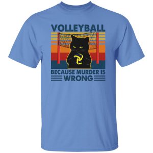 Volleyball Because Murder Is Wrong Black Cat Vintage Shirt