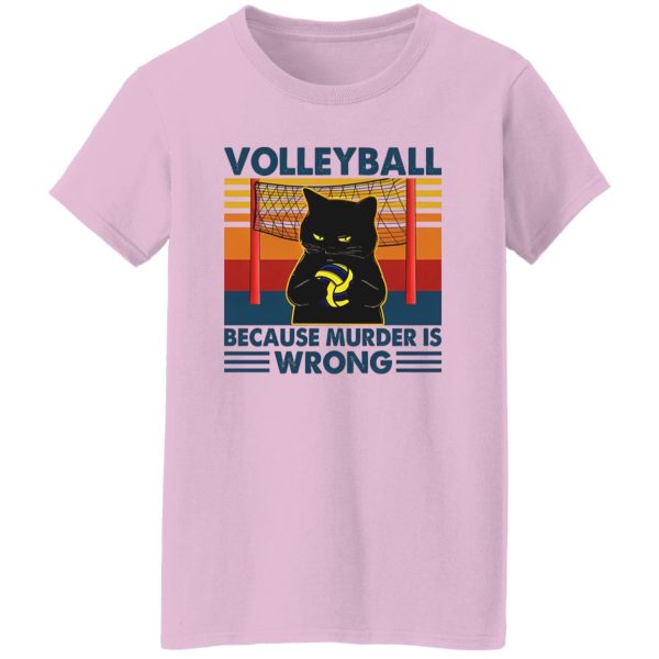 Volleyball Because Murder Is Wrong Black Cat Vintage Shirt