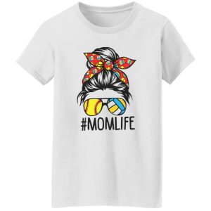 Momlife With Volleyball And Softball The Girl With Headband And Glasses Shirt