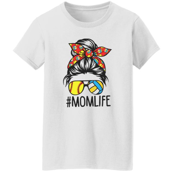 Momlife With Volleyball And Softball The Girl With Headband And Glasses Shirt