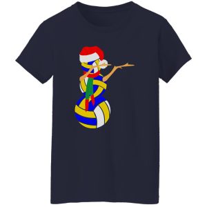 Funny Christmas Dabbing Volleyball Snowman Xmas Shirt