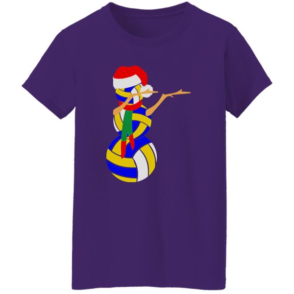 Funny Christmas Dabbing Volleyball Snowman Xmas Shirt