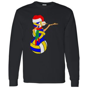 Funny Christmas Dabbing Volleyball Snowman Xmas Shirt