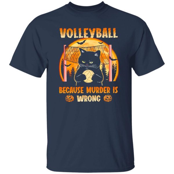 Halloween Grumpy Cat Volleyball Because Murder is Wrong Shirt