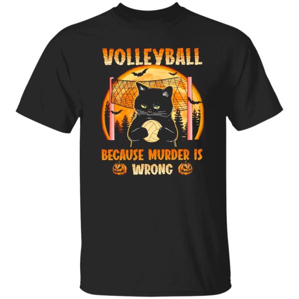 Halloween Grumpy Cat Volleyball Because Murder is Wrong Shirt