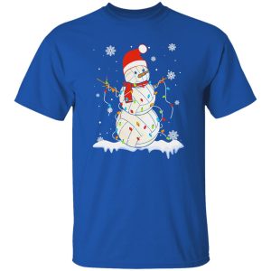 Christmas Volleyball Snowman Lights Xmas With Santa Hat Sport Lover Shirt