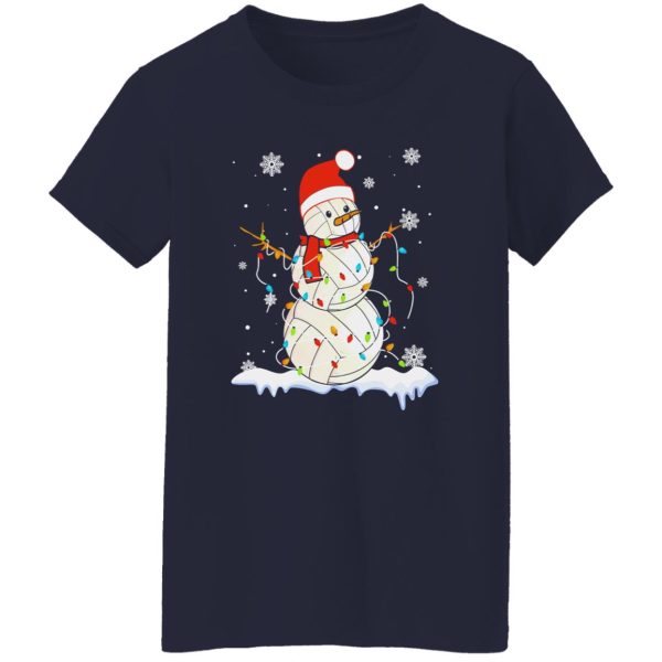 Christmas Volleyball Snowman Lights Xmas With Santa Hat Sport Lover Shirt