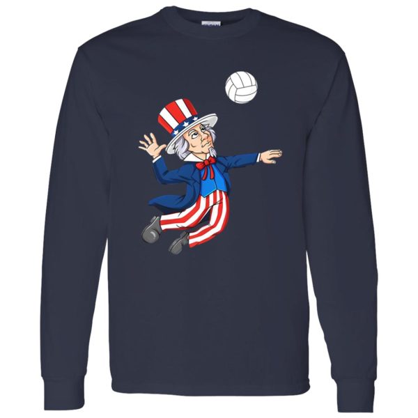 Uncle Sam Playing Volleyball American Flag For 4th Of July Shirt