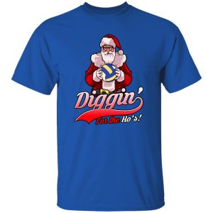 Santa Claus With Volleyball Ball Diggin’ For The Ho’s for Christmas Shirt