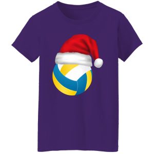 Volleyball Ball With Santa Hat Christmas Volleyball Lover Shirt