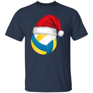 Volleyball Ball With Santa Hat Christmas Volleyball Lover Shirt