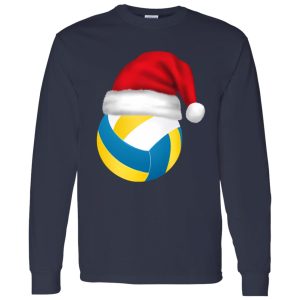 Volleyball Ball With Santa Hat Christmas Volleyball Lover Shirt