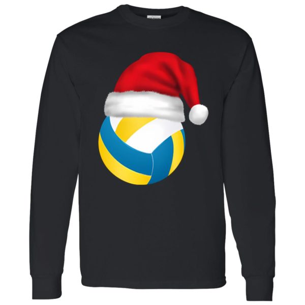 Volleyball Ball With Santa Hat Christmas Volleyball Lover Shirt