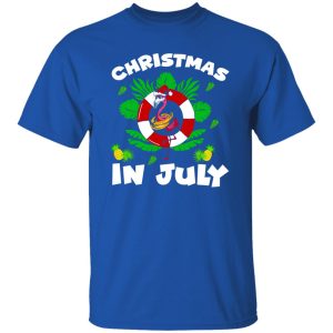 Christmas In July Santa Flamingo 4th of July Summer Vacation Shirt