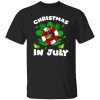 Christmas In July Santa Flamingo 4th of July Summer Vacation Shirt