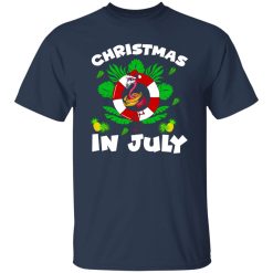 Christmas In July Santa Flamingo 4th of July Summer Vacation Shirt