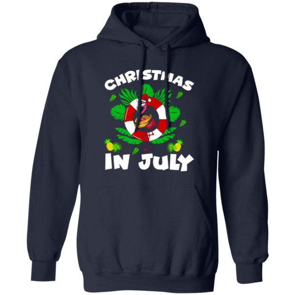 Christmas In July Santa Flamingo 4th of July Summer Vacation Shirt