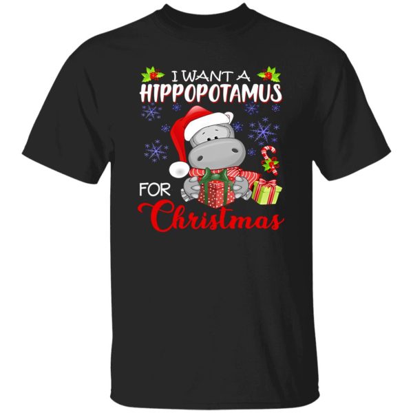 Cute Hippo Santa I Want A Hippopotamus For Christmas Design for Animal Lover Shirt