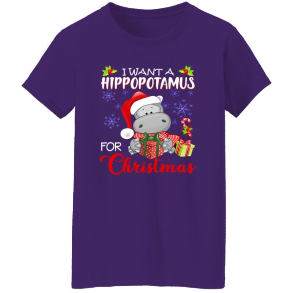 Cute Hippo Santa I Want A Hippopotamus For Christmas Design for Animal Lover Shirt