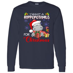 Cute Hippo Santa I Want A Hippopotamus For Christmas Design for Animal Lover Shirt