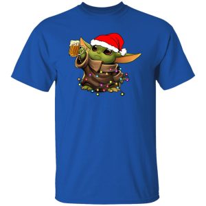 Baby Yoda With Santa Hat Drinking Beer for Christmas Shirt