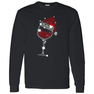 Glass Of Red Wine Santa Claus Christmas Shirt