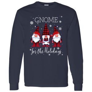 Gnome For The Holidays Buffalo Plaid 3 Gnomes Christmas Xmas Shirt