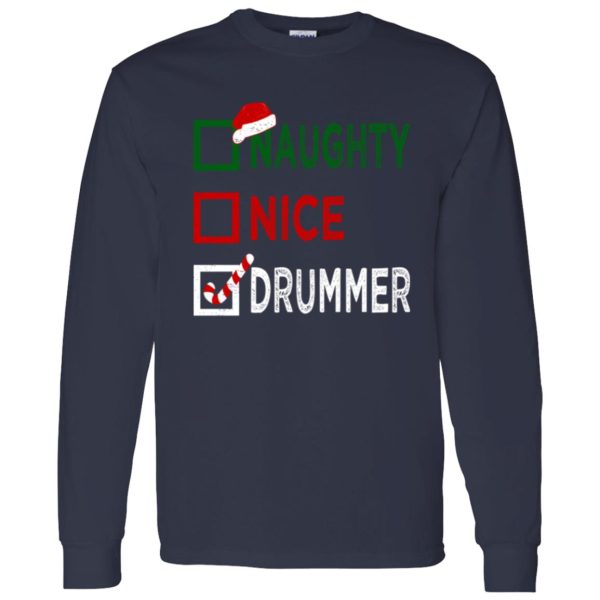 Naughty Nice Drummer Christmas Shirt