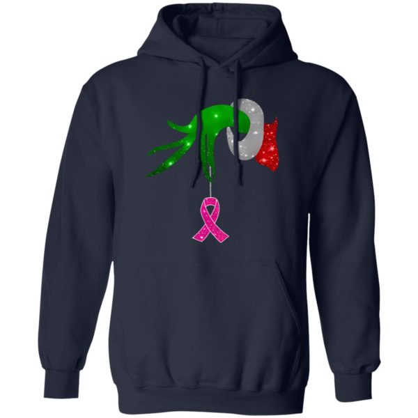 Grinch Hand Holding Breast Cancer Awareness Christmas Shirt