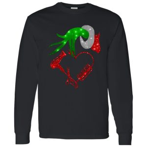 Grinch Hand Holding Hair Dryer Comb Scissors Christmas Shirt