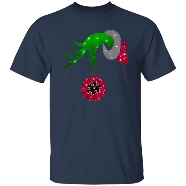 Grinch Hand Holding Autism Awareness Christmas Shirt