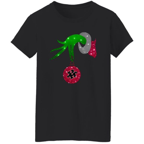 Grinch Hand Holding Autism Awareness Christmas Shirt