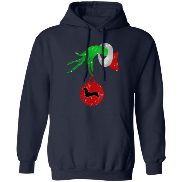 Grinch Hand Holding Dachshund Dog Christmas Shirt