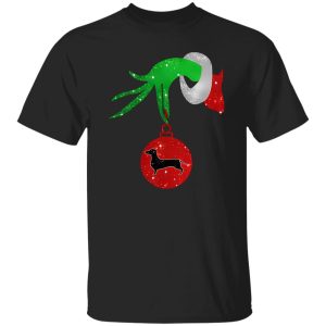 Grinch Hand Holding Dachshund Dog Christmas Shirt