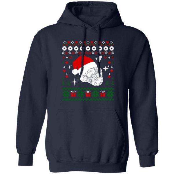 Photography Camera With Santa Hat Ugly Christmas Shirt