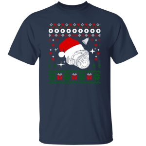 Photography Camera With Santa Hat Ugly Christmas Shirt