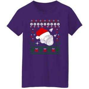 Photography Camera With Santa Hat Ugly Christmas Shirt