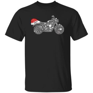 Rhinestone Motorcycle With Santa Claus Hat Shirt