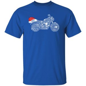 Rhinestone Motorcycle With Santa Claus Hat Shirt