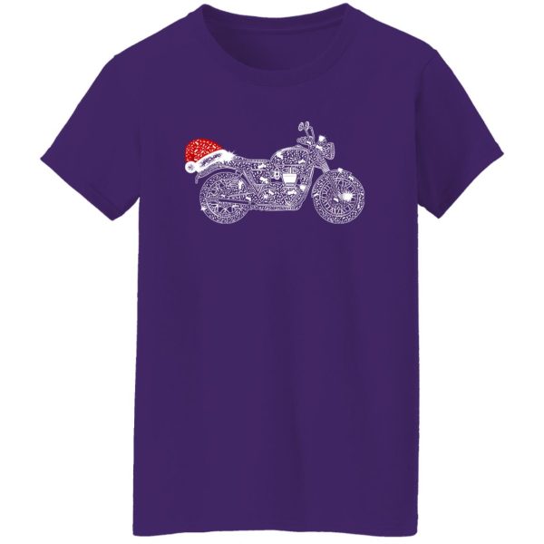 Rhinestone Motorcycle With Santa Claus Hat Shirt