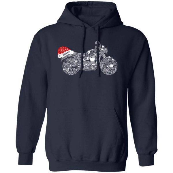 Rhinestone Motorcycle With Santa Claus Hat Shirt