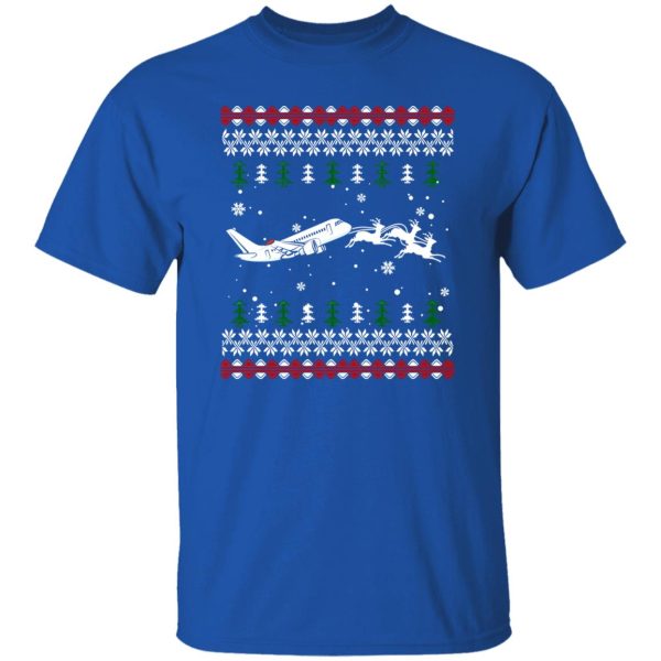 Reindeer With Plane Pilot Ugly Christmas Shirt